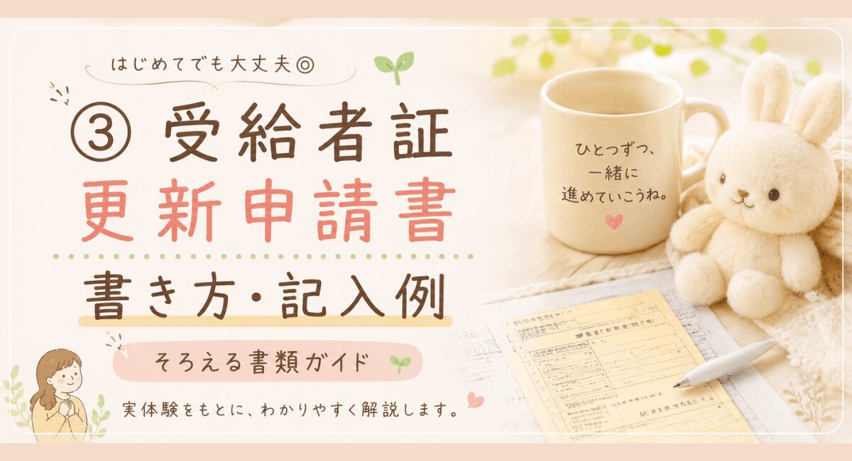 ③受給者証 更新申請書 書き方 記入例│新規 黄色